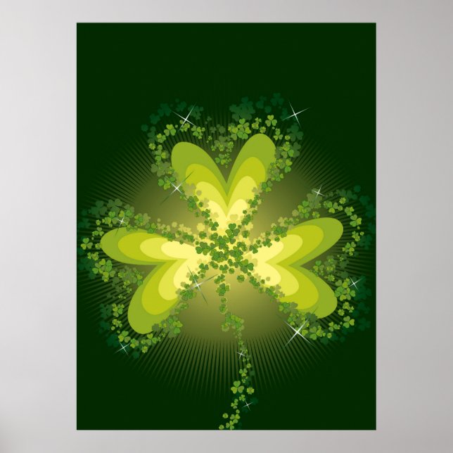 Pôster Saint Patrick's Day Lucky Clovers Shamrock irlandê (Frente)
