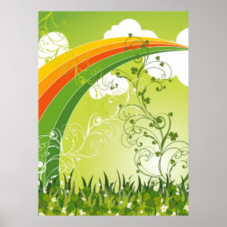 Pôster Saint Patrick's Day Lucky Clovers Shamrock irlandê