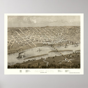 Poster Saint Paul, mapa panorâmico do manganês - 1867