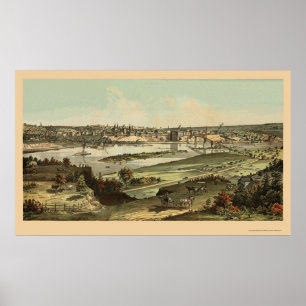 Pôster Saint Paul, mapa panorâmico do manganês - 1874