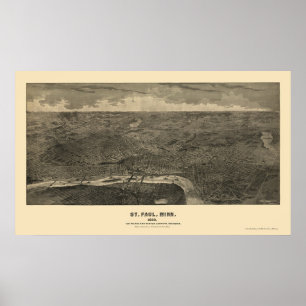 Pôster Saint Paul, mapa panorâmico do manganês - 1888