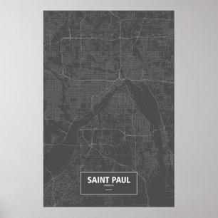 Pôster Saint Paul, Minnesota (branco no preto)