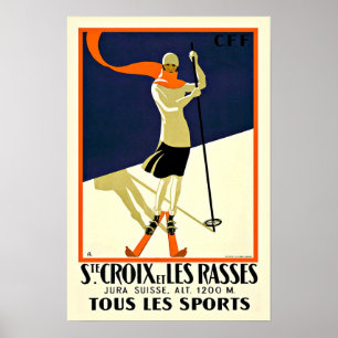 Poster Sainte Croix Les Rass Ski Sports
