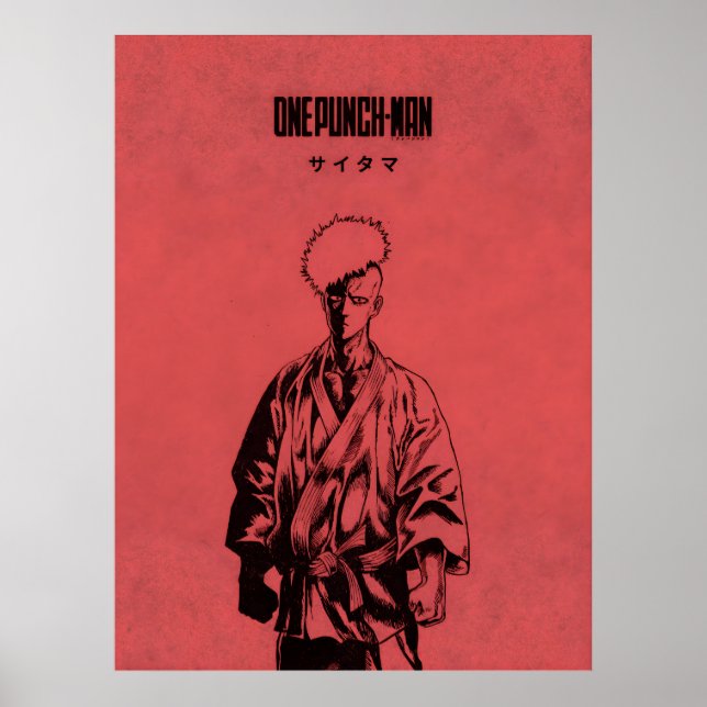 Poster Saitama Manga Style Red Manga Anime OPM (Frente)