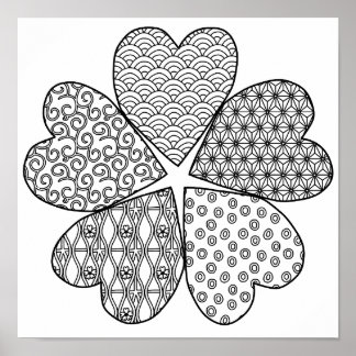 Poster Sakura Flor com Padrões Colorem o seu