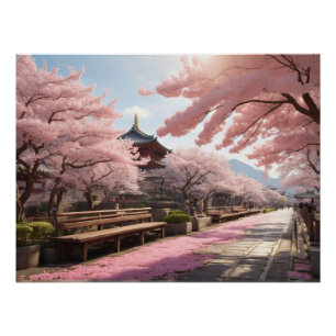 Pôster Sakura Trees no Japão