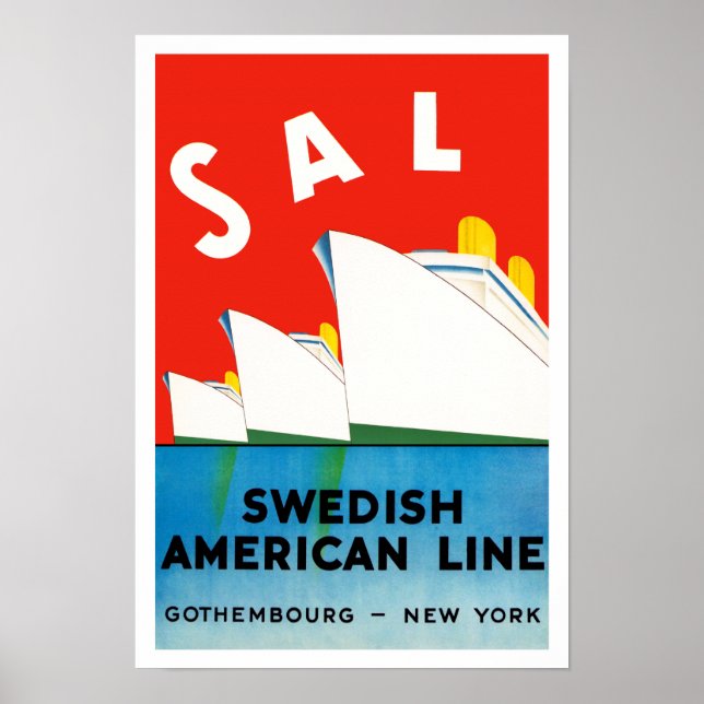 Pôster SAL ~ Swedish American Line (Frente)