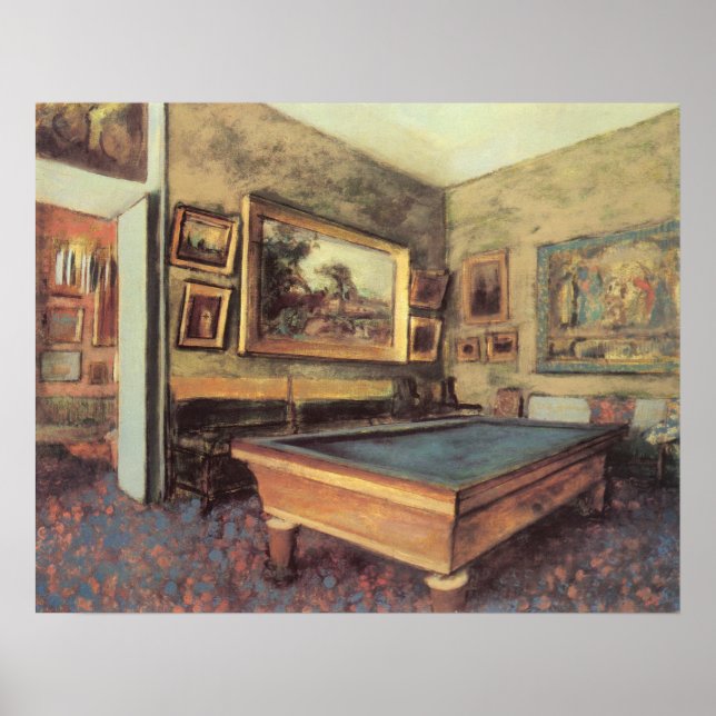Poster Sala Billiard em Menil Hubert por Edgar Degas (Frente)
