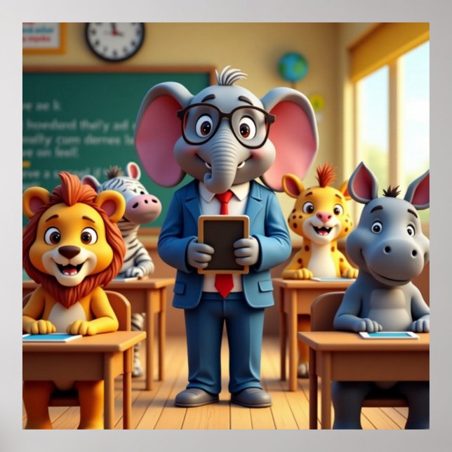 Poster Sala de aula Safari - Voltar à escola (Frente)