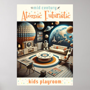 Poster Sala de Brinquedos Infantil Espaço Age Futurista A