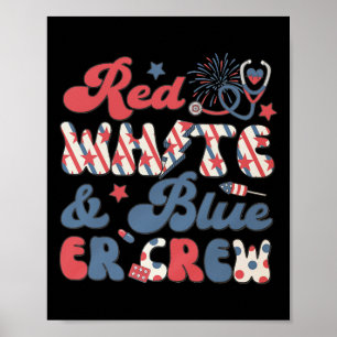 Poster Sala De Emergência 4 De Julho Retro Red White