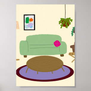 Poster Sala de Estar Aconchegante Amante de Plantas Inter