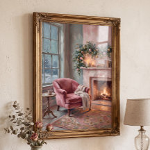 Sala de estar rosa vintage de Natal Cottagecore