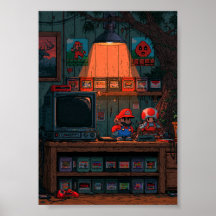 Sala de Jogos com Arte de Pixel em 8-Bit Retrô