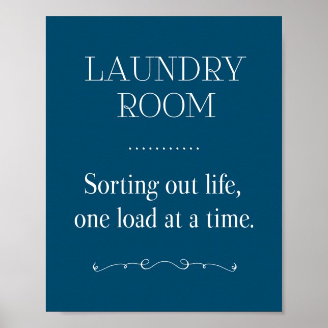 Poster Sala de Lavagem Azul Classificando a Vida Útil Uma (Frente)