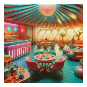 Pôster Sala Retro Futurista Atômica da Flórida