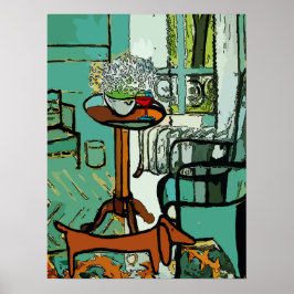 Poster Sala Verde Dachsund, Estilo Matisse
