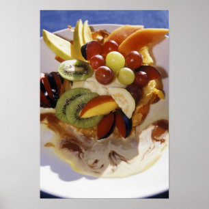 Poster Salada de frutas com sorvete.