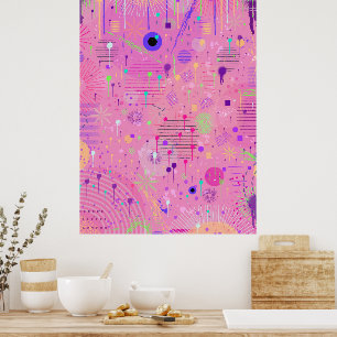 Poster Salada de Frutas Sazonais: Pintura Abstrata