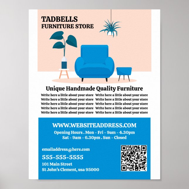 Poster Salão Azul - Vendas da Loja de Mobiliário (Frente)