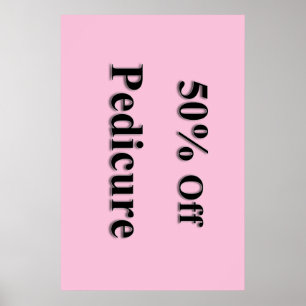 Poster Salão Cartazes de Barbearia 50% Off Pedicure Rosa