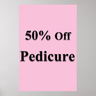 Poster Salão Cartazes de Barbearia 50% Off Pedicure Rosa