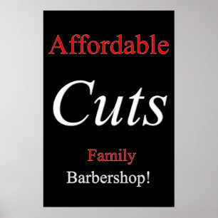 Poster Salão Cartazes de Barbearia Cortes Acessíveis Famí