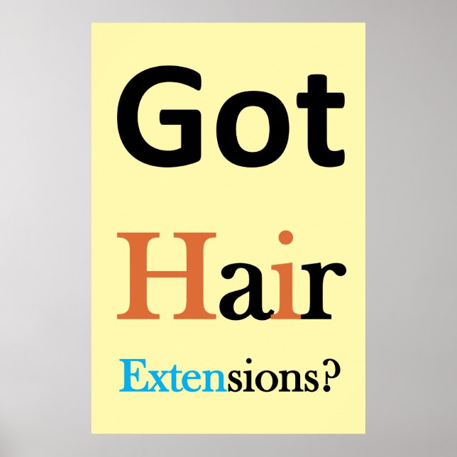 Poster Salão Cartazes de Barbearia Tem Extensões de Cabel (Frente)