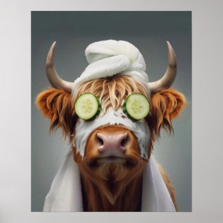 Poster Salão de Banheira Rosto Facial Engraçado