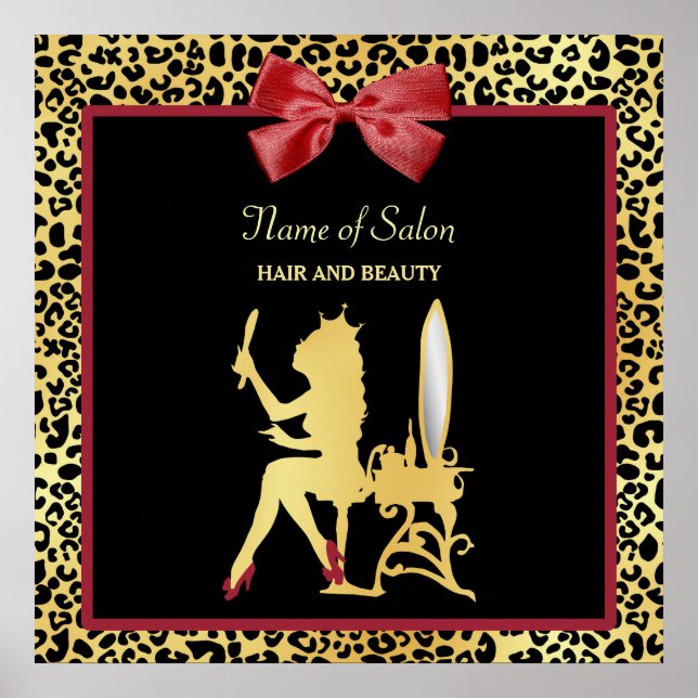Pôster Salão de Beleza Cabelo de Leopardo (Frente)