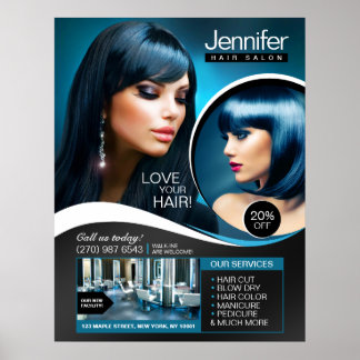 Poster Salão de Cabelo Negro Elegante