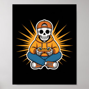 Poster Salão de Estilo de Jogo de Vídeo Engraçado Esquele
