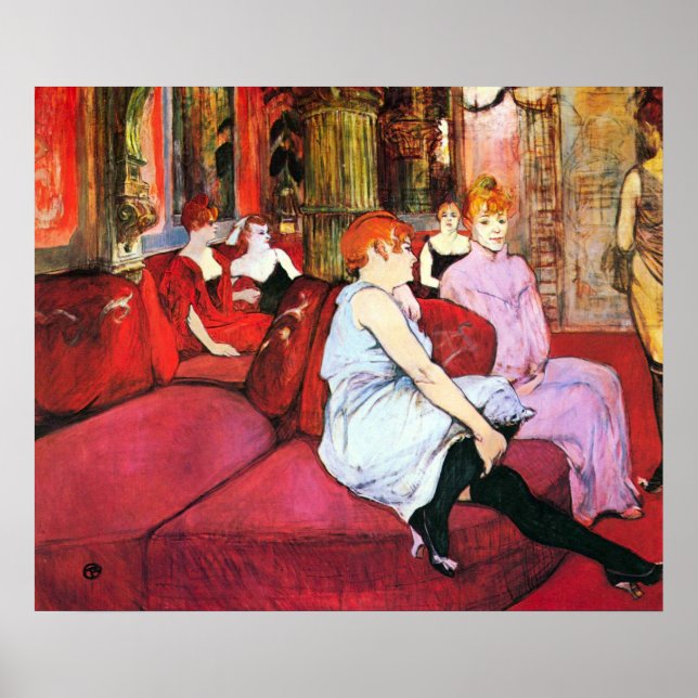 Pôster Salão na Rue de Moulins por Toulouse-Lautrec (Frente)