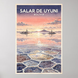 Poster Salar de Uyuni Bolívia Viagem Vintage