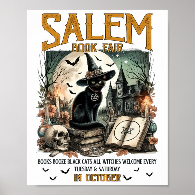 Poster Salem Book Fair Funny Bookish Halloween Spooky Rea (Frente)
