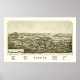 Pôster Salem, mapa panorâmico de NY - 1889