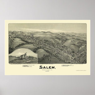 Pôster Salem, Mapa Panorâmico do WV - 1899