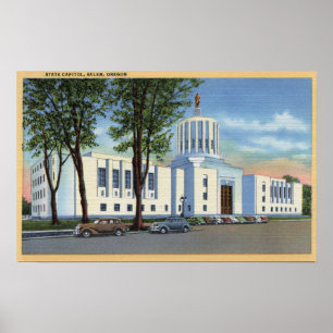 Pôster Salem, Oregon - opinião da construção do Capit