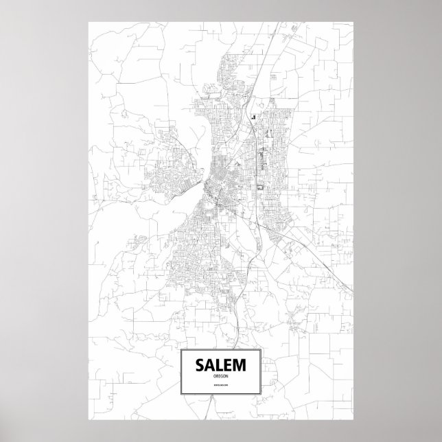 Poster Salem, Oregon (preto em branco) (Frente)