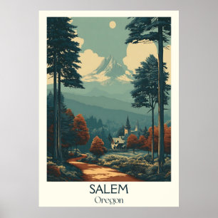 Poster Salem Oregon Vintage Capitólio Viagem Art