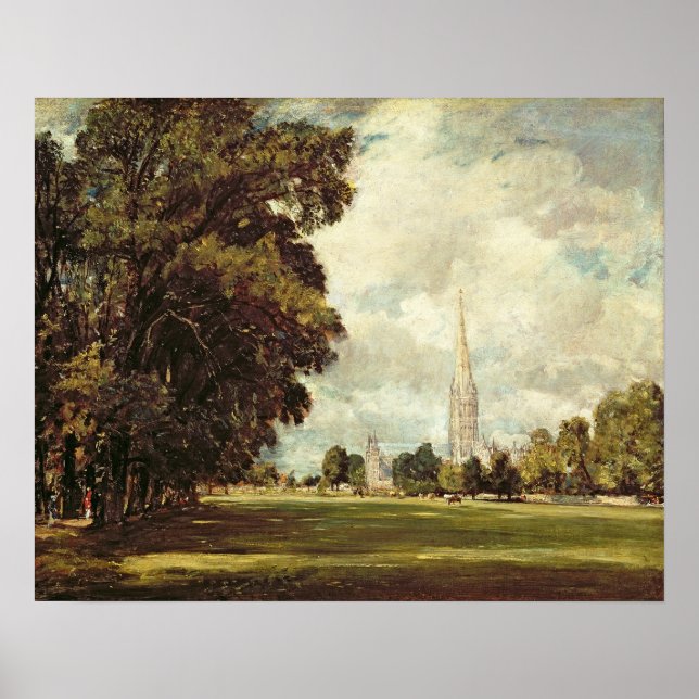 Pôster Salisbury Cathedral from Lower Marsh Close, 1820 (Frente)