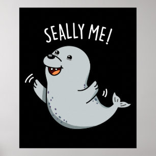 Poster Sally Me Engraçado Seal Pun Dark BG