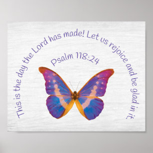 Poster Salm 118:24 e Watercolor Butterfly