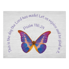 Pôster Salm 118:24 e Watercolor Butterfly