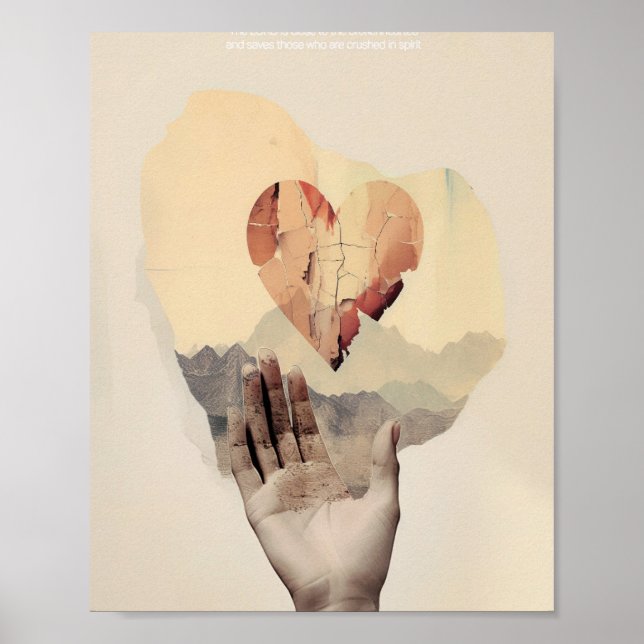 Poster Salm 34 - Digital Sketch Bíblia Verse Wall Art (Frente)