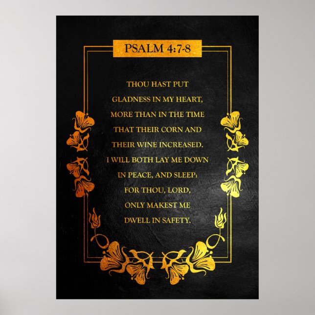Poster Salm 4:7-8 Verso da Bíblia (Frente)