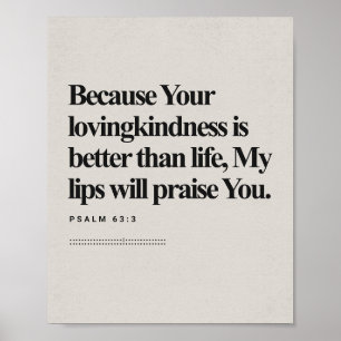 Poster Salm 63:3 - Muro de Escrituras de Amor de Deus