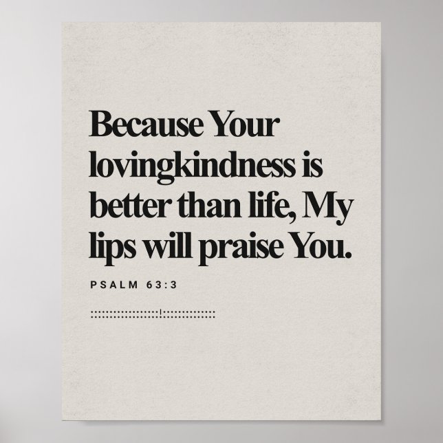 Poster Salm 63:3 - Muro de Escrituras de Amor de Deus (Frente)