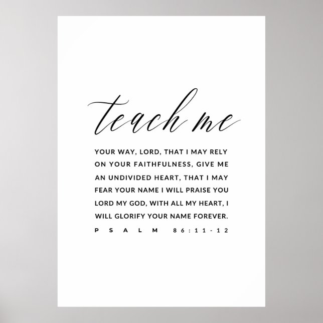 Poster Salm 86:11-12 Bíblia Verse Wall Art, (Frente)
