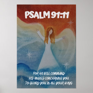 Poster Salm 91:11 Ele comandará seus anjos